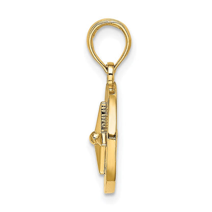 14K Gelbgold Mini-Kompass-Charm (nautisch)