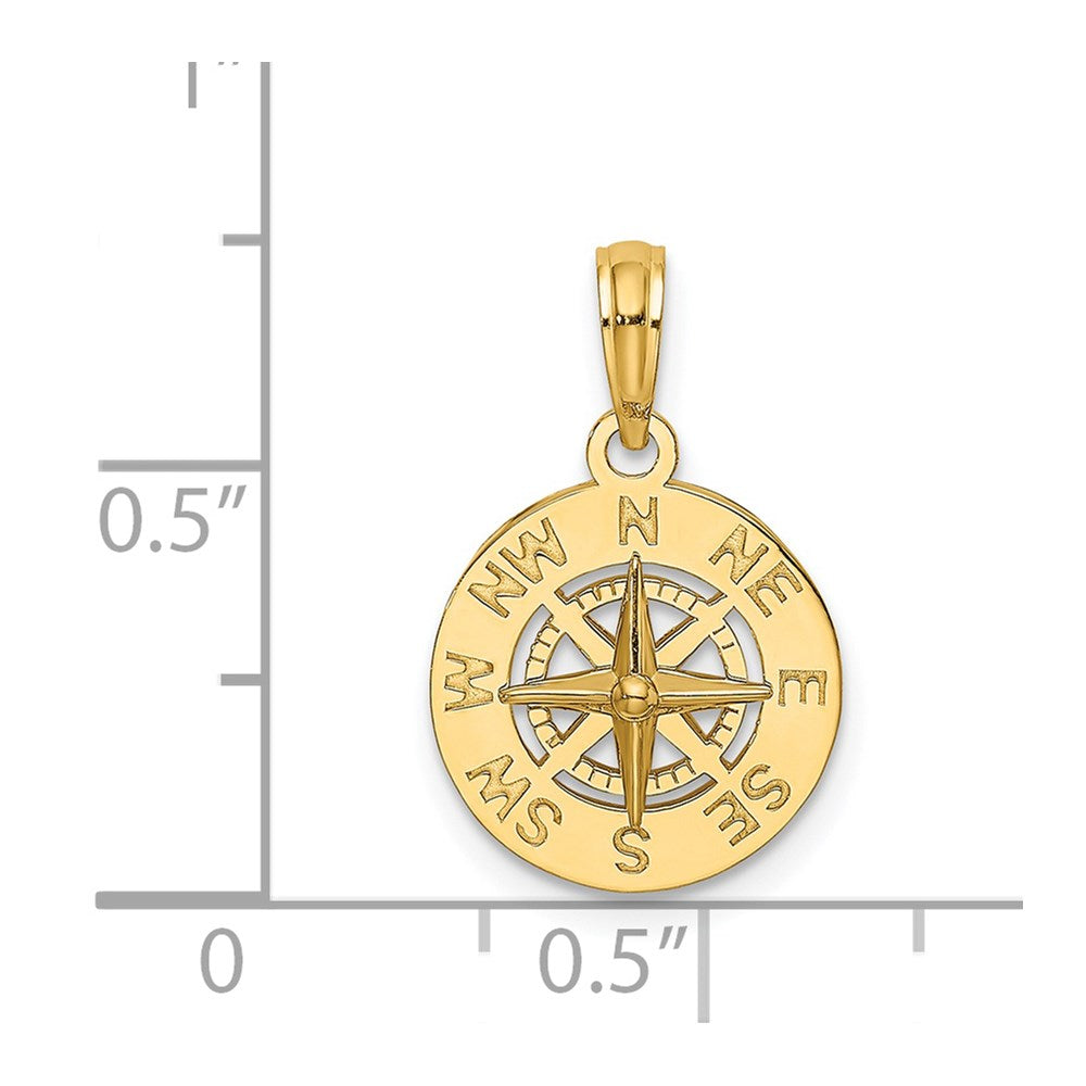 14K Gelbgold Mini-Kompass-Charm (nautisch)