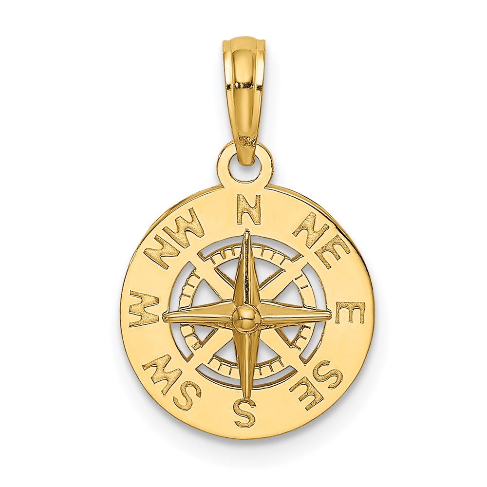 14K Gelbgold Mini-Kompass-Charm (nautisch)