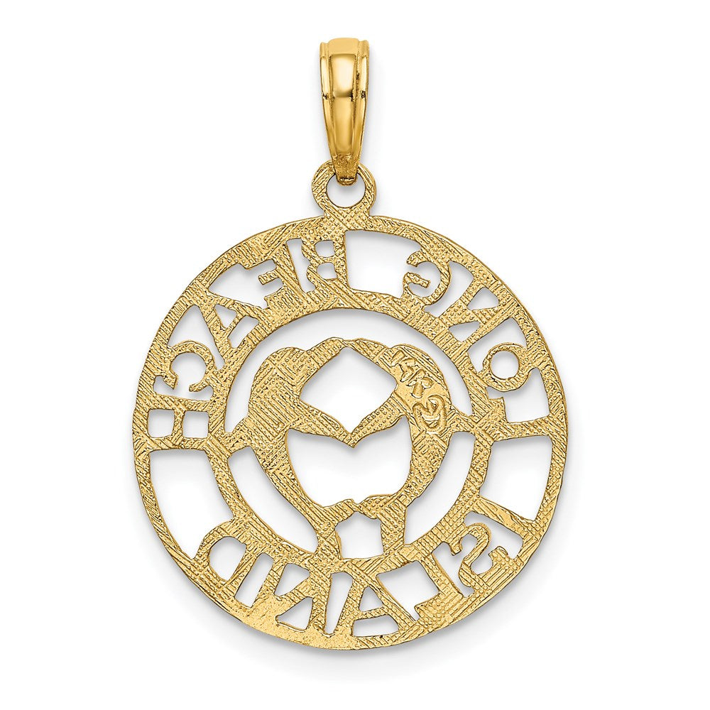 14 Karat Gelbgold Charm „LONG BEACH ISLAND“ mit Delfinen