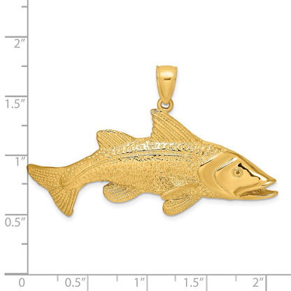 14K Gelbgold 2-D texturierter Fisch-Charm in Rot