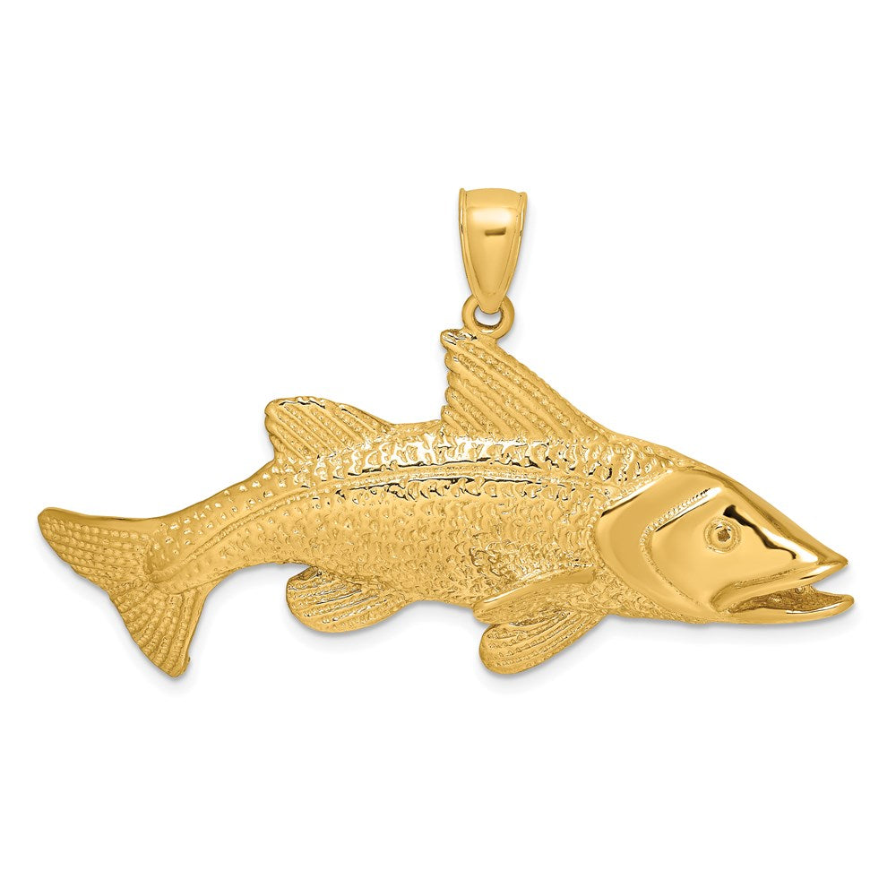 14K Gelbgold 2-D texturierter Fisch-Charm in Rot