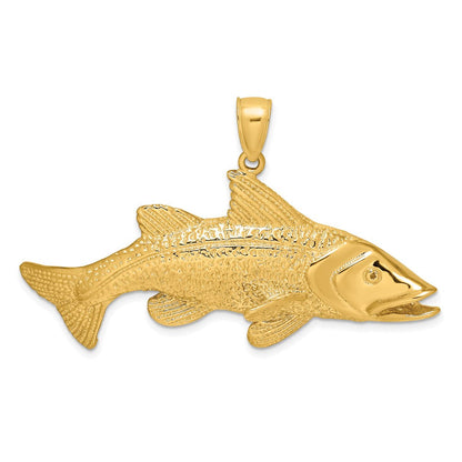 14K Gelbgold 2-D texturierter Fisch-Charm in Rot