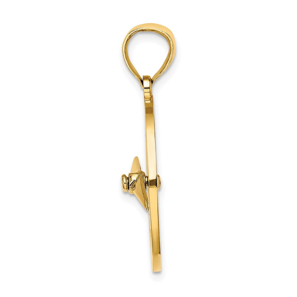 14K Gelbgold Nautischer Kompass Charm mit beweglicher Nadel