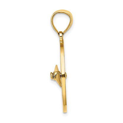 14K Gelbgold Nautischer Kompass Charm mit beweglicher Nadel