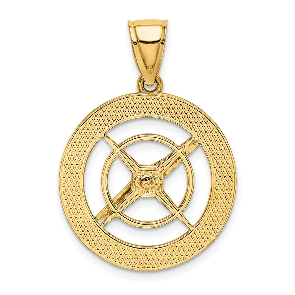 14K Gelbgold Nautischer Kompass Charm mit beweglicher Nadel
