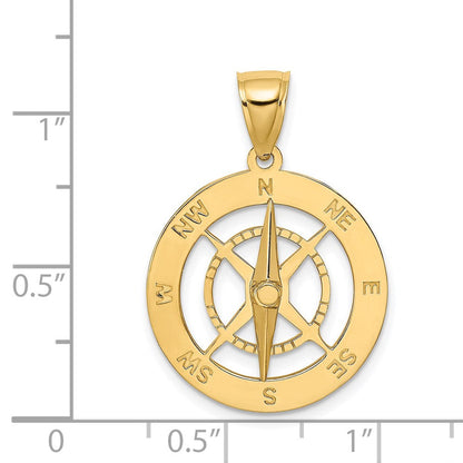 14K Gelbgold Nautischer Kompass Charm mit beweglicher Nadel
