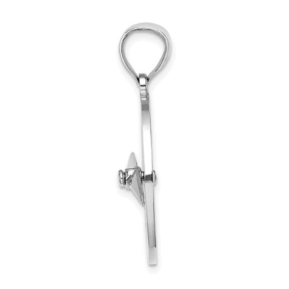 14K Weißgold Nautischer Kompass-Charm mit beweglicher Nadel