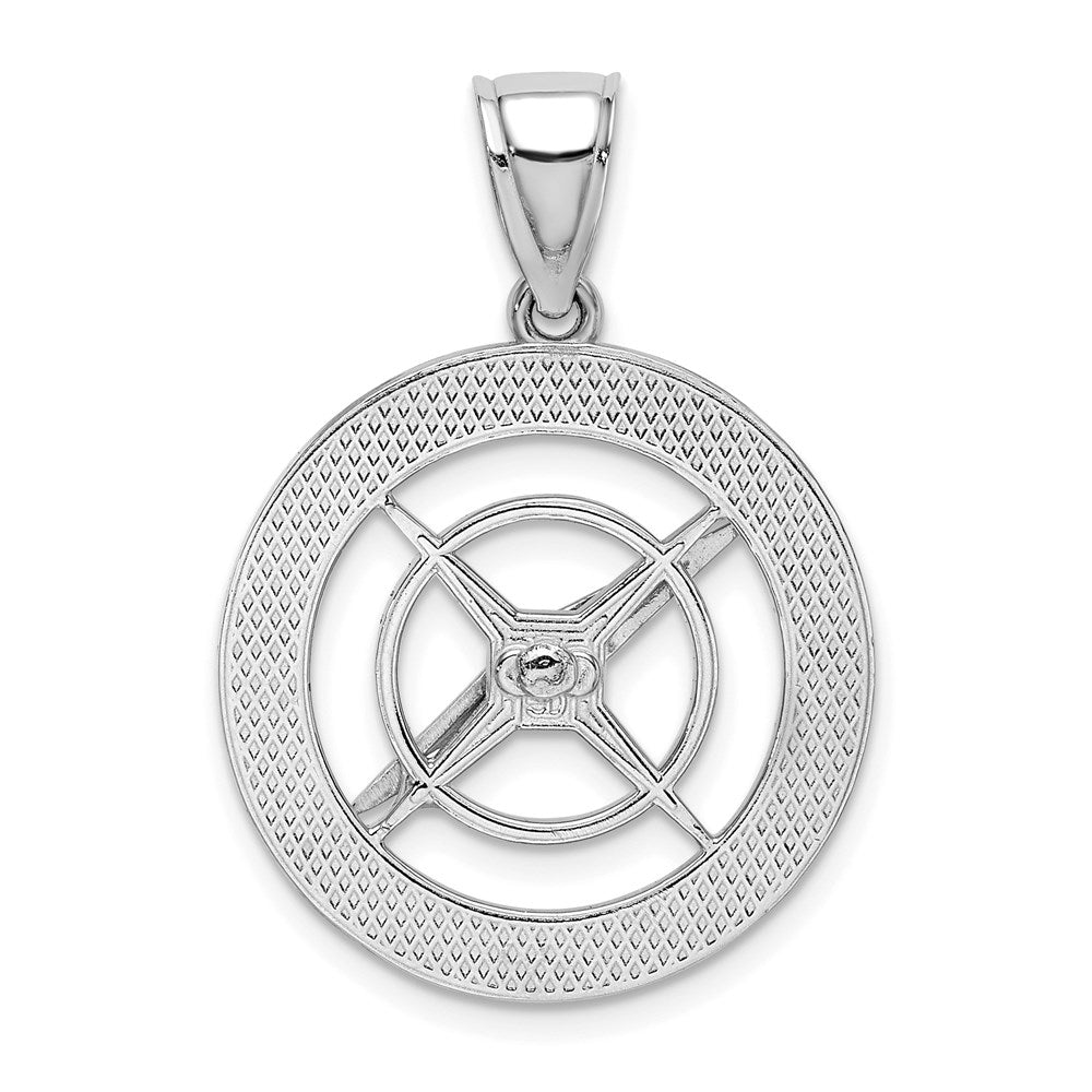 14K Weißgold Nautischer Kompass-Charm mit beweglicher Nadel