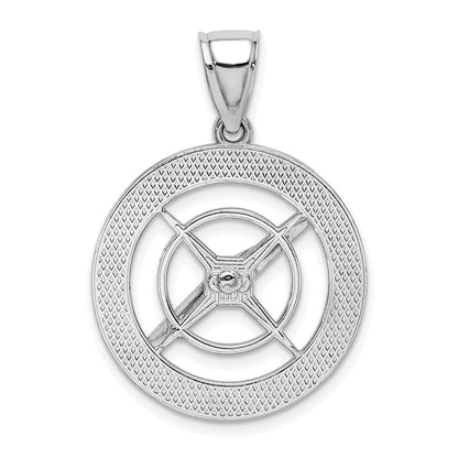 14K Weißgold Nautischer Kompass-Charm mit beweglicher Nadel