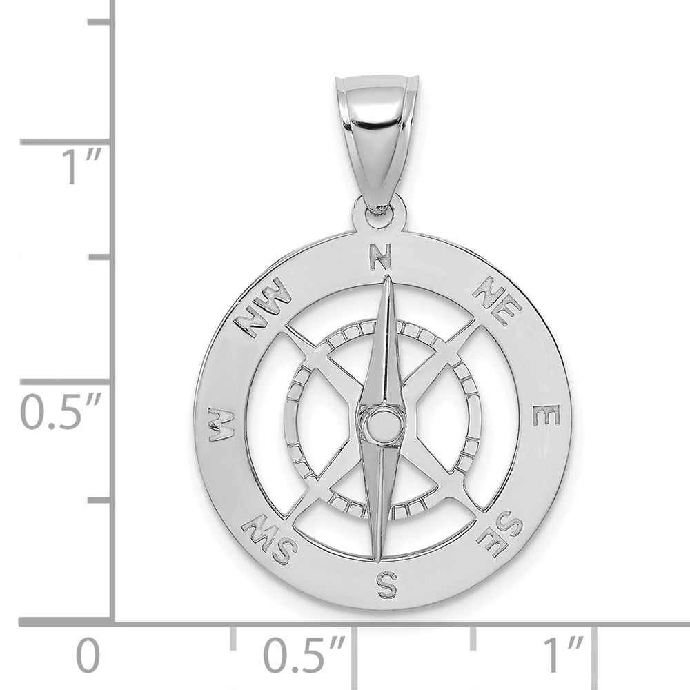 14K Weißgold Nautischer Kompass-Charm mit beweglicher Nadel