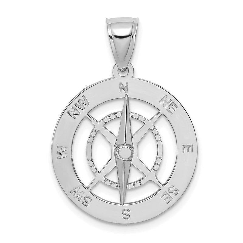 14K Weißgold Nautischer Kompass-Charm mit beweglicher Nadel