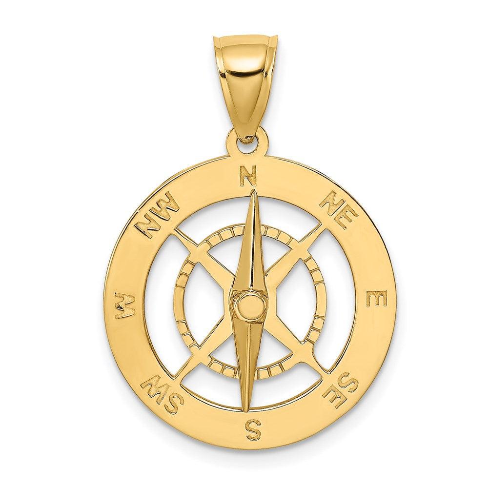 14K Gelbgold Nautischer Kompass Charm mit beweglicher Nadel
