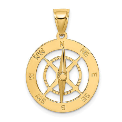 14K Gelbgold Nautischer Kompass Charm mit beweglicher Nadel