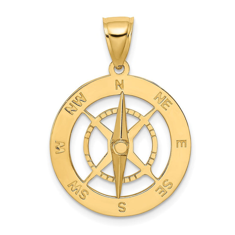14K Gelbgold Nautischer Kompass Charm mit beweglicher Nadel