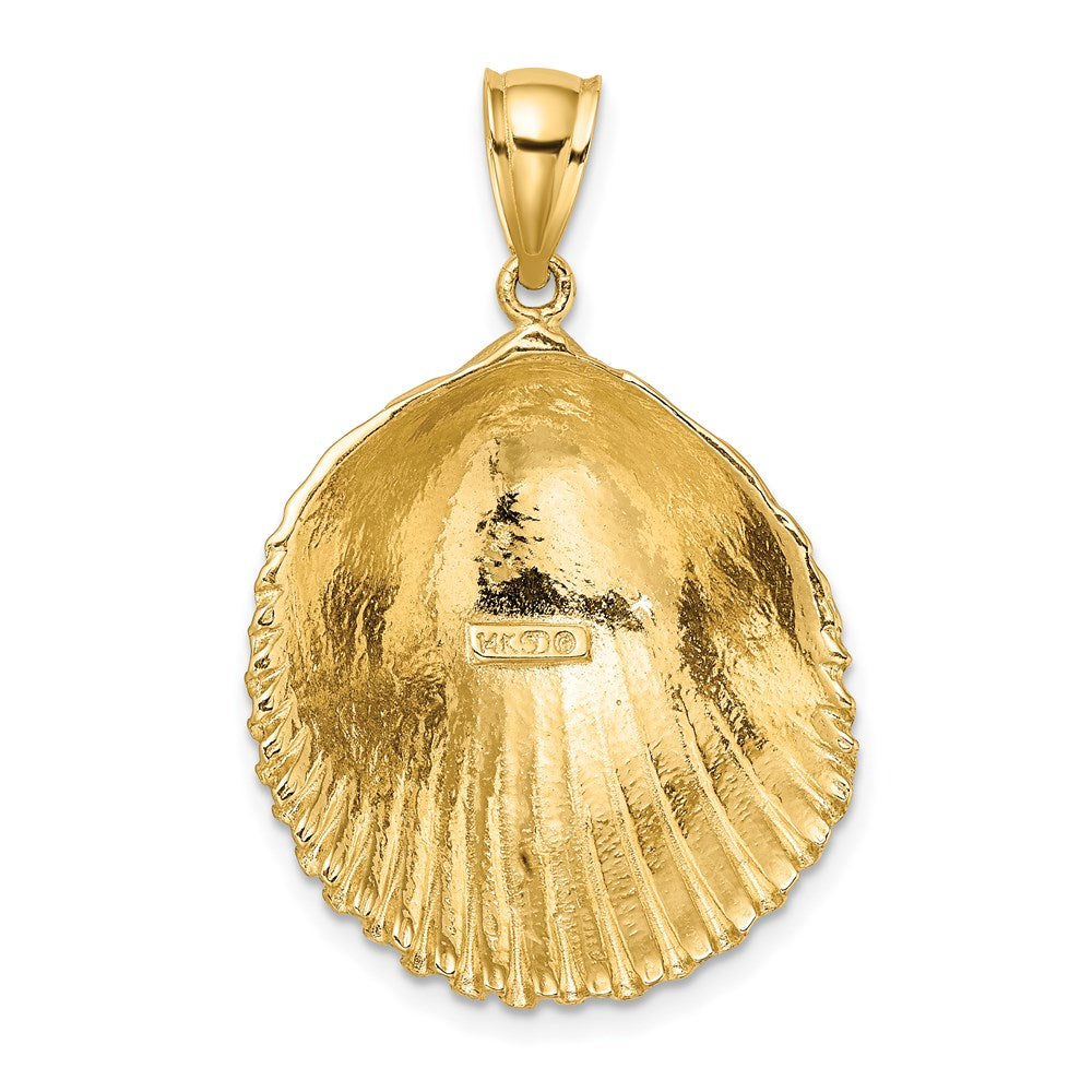 14K Gelbgold Charm mit strukturierter Muschel im Fächermuster