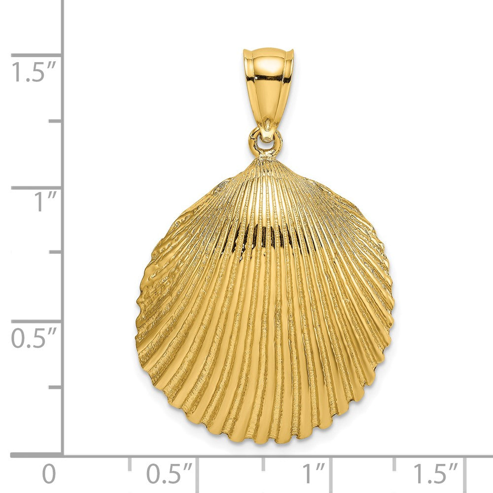 14K Gelbgold Charm mit strukturierter Muschel im Fächermuster