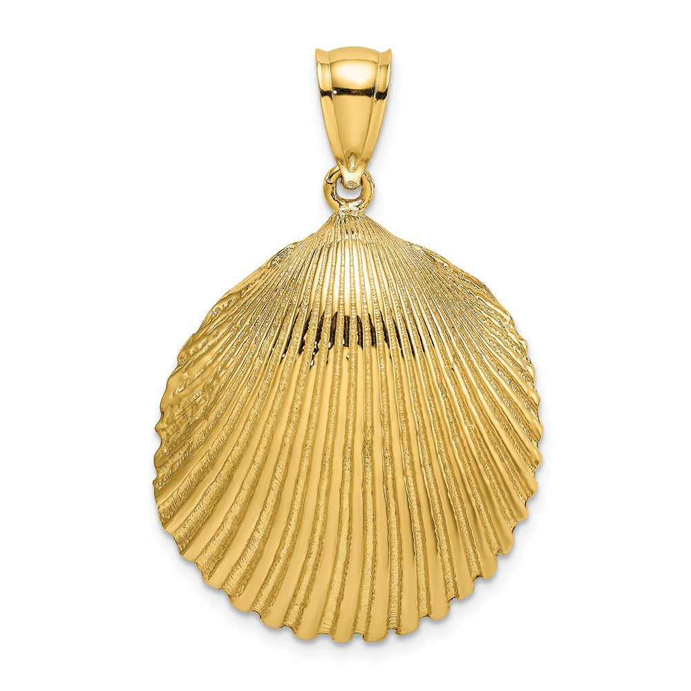 14K Gelbgold Charm mit strukturierter Muschel im Fächermuster