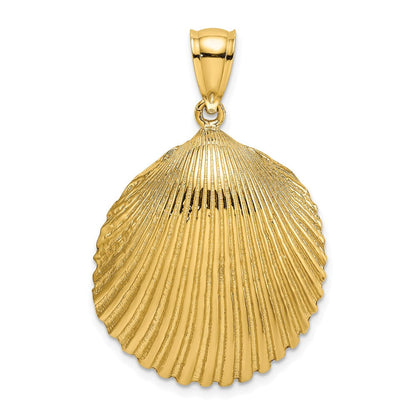 14K Gelbgold Charm mit strukturierter Muschel im Fächermuster