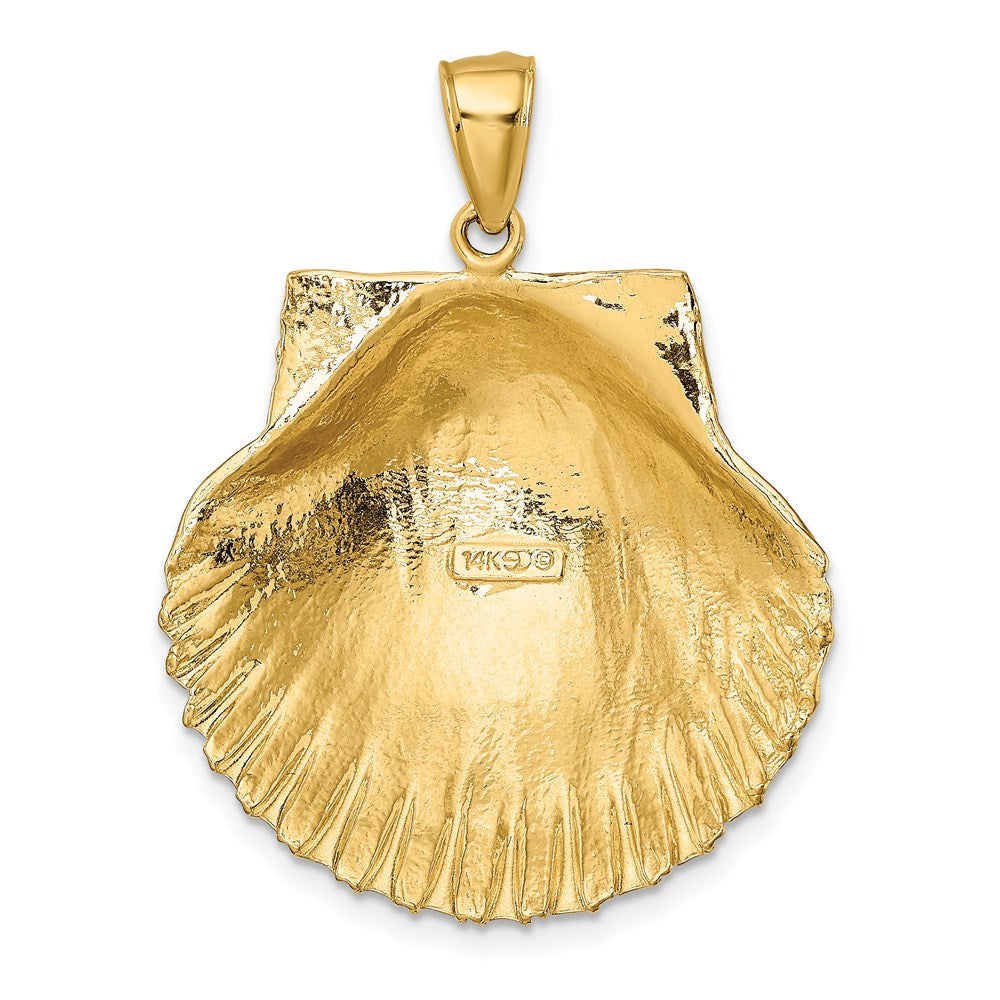 14K Gelbgold 3-D Muschelschale-Charm mit Struktur