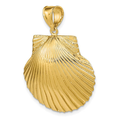 14K Gelbgold 3-D Muschelschale-Charm mit Struktur