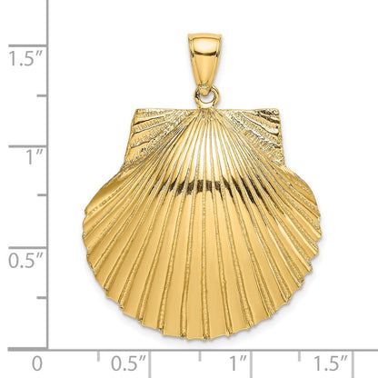 14K Gelbgold 3-D Muschelschale-Charm mit Struktur
