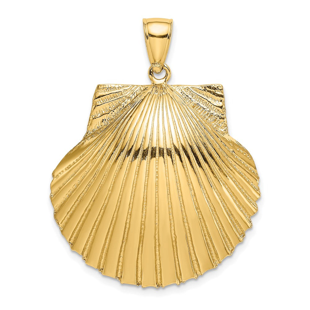 14K Gelbgold 3-D Muschelschale-Charm mit Struktur