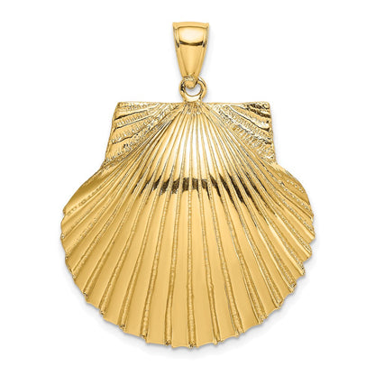 14K Gelbgold 3-D Muschelschale-Charm mit Struktur