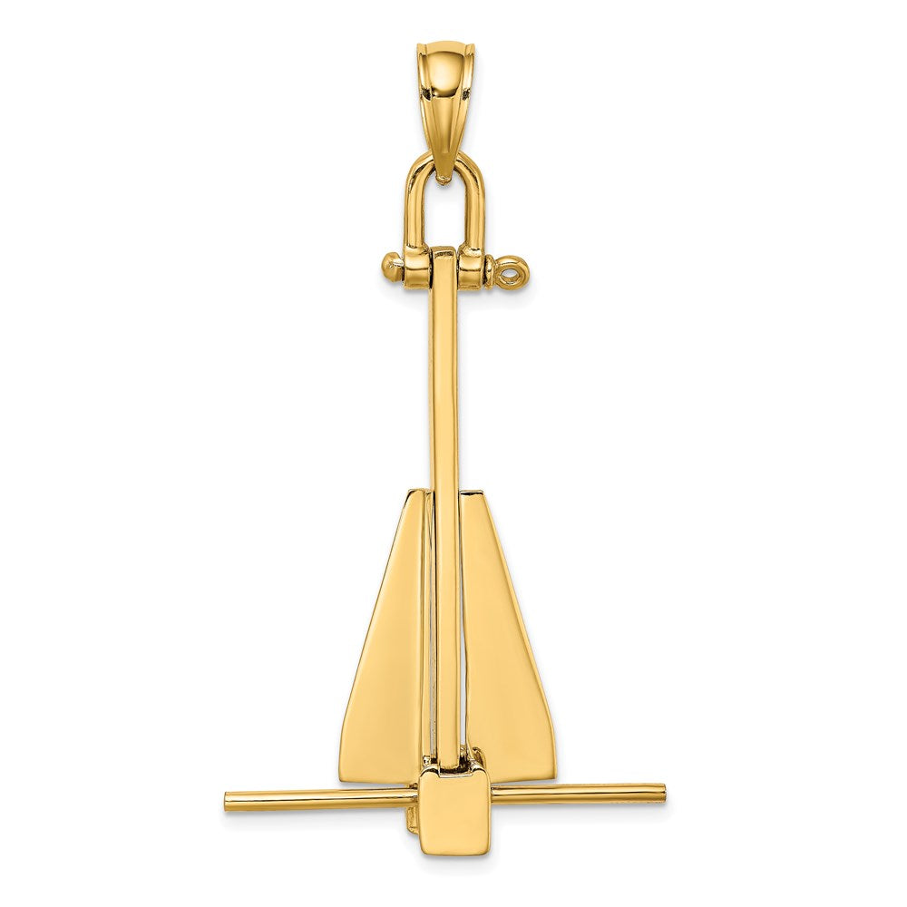 14K Gelbgold 3-D beweglicher Danforth-Anker-Charm