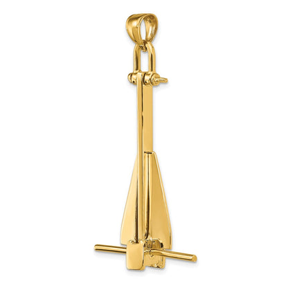 14K Gelbgold 3-D beweglicher Danforth-Anker-Charm
