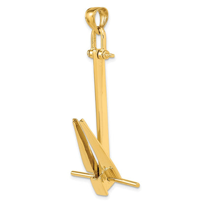 14K Gelbgold 3-D beweglicher Danforth-Anker-Charm
