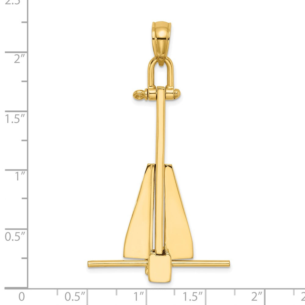 14K Gelbgold 3-D beweglicher Danforth-Anker-Charm