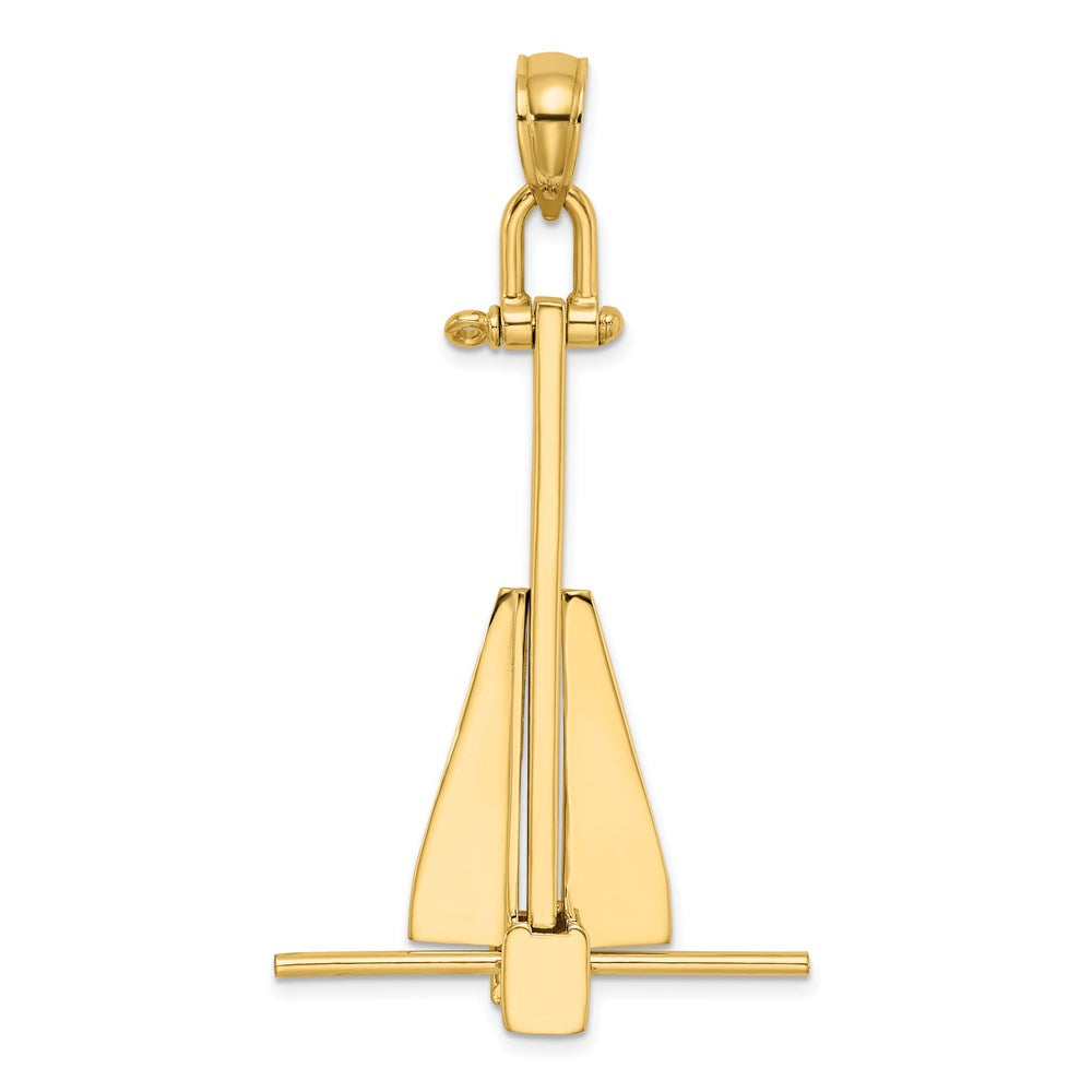 14K Gelbgold 3-D beweglicher Danforth-Anker-Charm