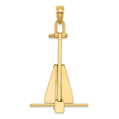 14K Gelbgold 3-D beweglicher Danforth-Anker-Charm