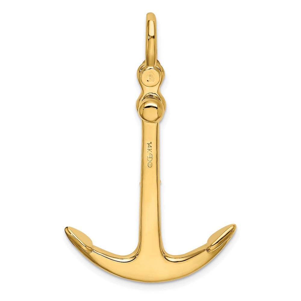 14K Gelbgold Anker-Charm, 3D-poliert, beweglich, 2-teilig