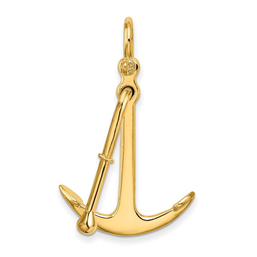 14K Gelbgold Anker-Charm, 3D-poliert, beweglich, 2-teilig