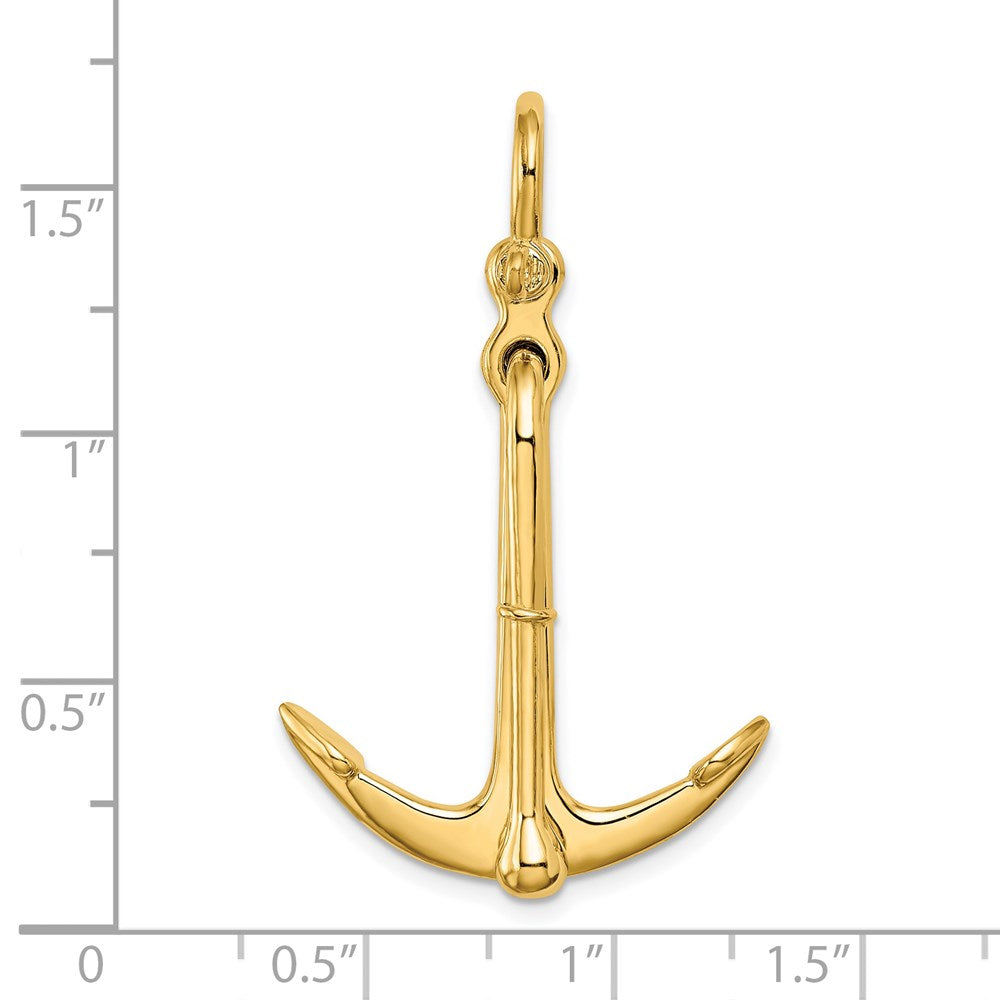 14K Gelbgold Anker-Charm, 3D-poliert, beweglich, 2-teilig