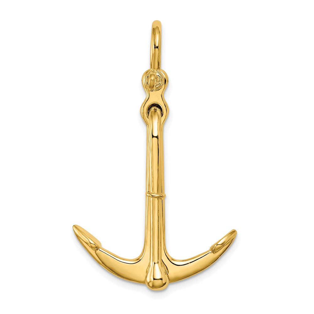 14K Gelbgold Anker-Charm, 3D-poliert, beweglich, 2-teilig