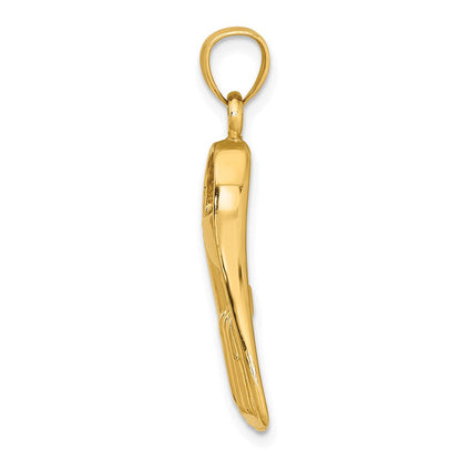14 Karat Gelbgold 3-D-Taucherflosse-Charm