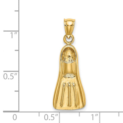 14 Karat Gelbgold 3-D-Taucherflosse-Charm