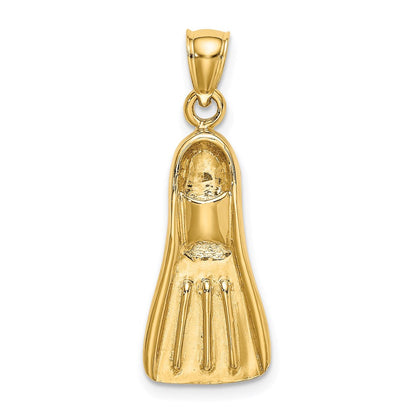 14 Karat Gelbgold 3-D-Taucherflosse-Charm