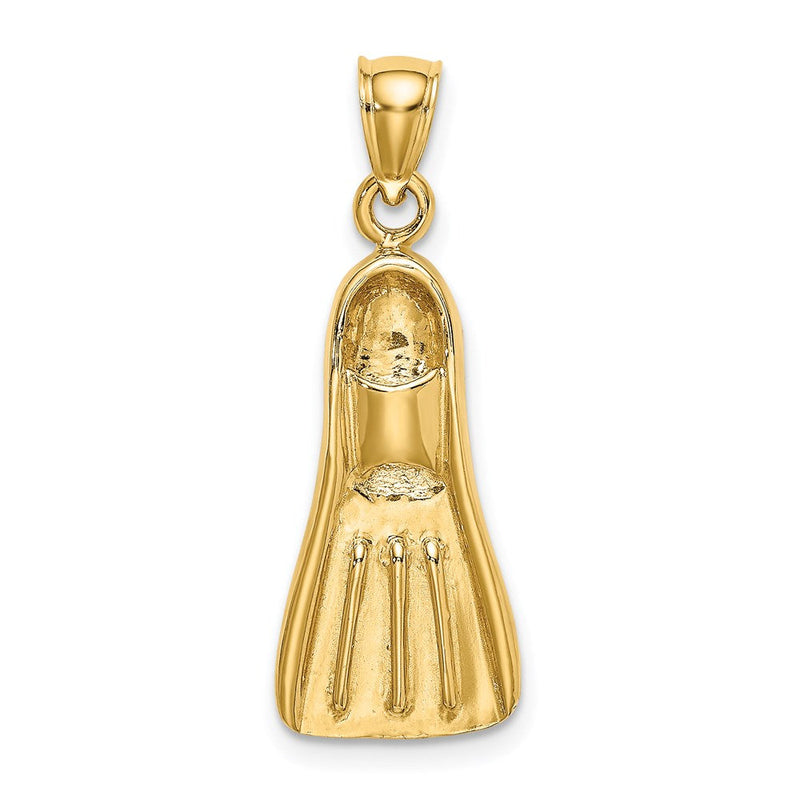 14 Karat Gelbgold 3-D-Taucherflosse-Charm