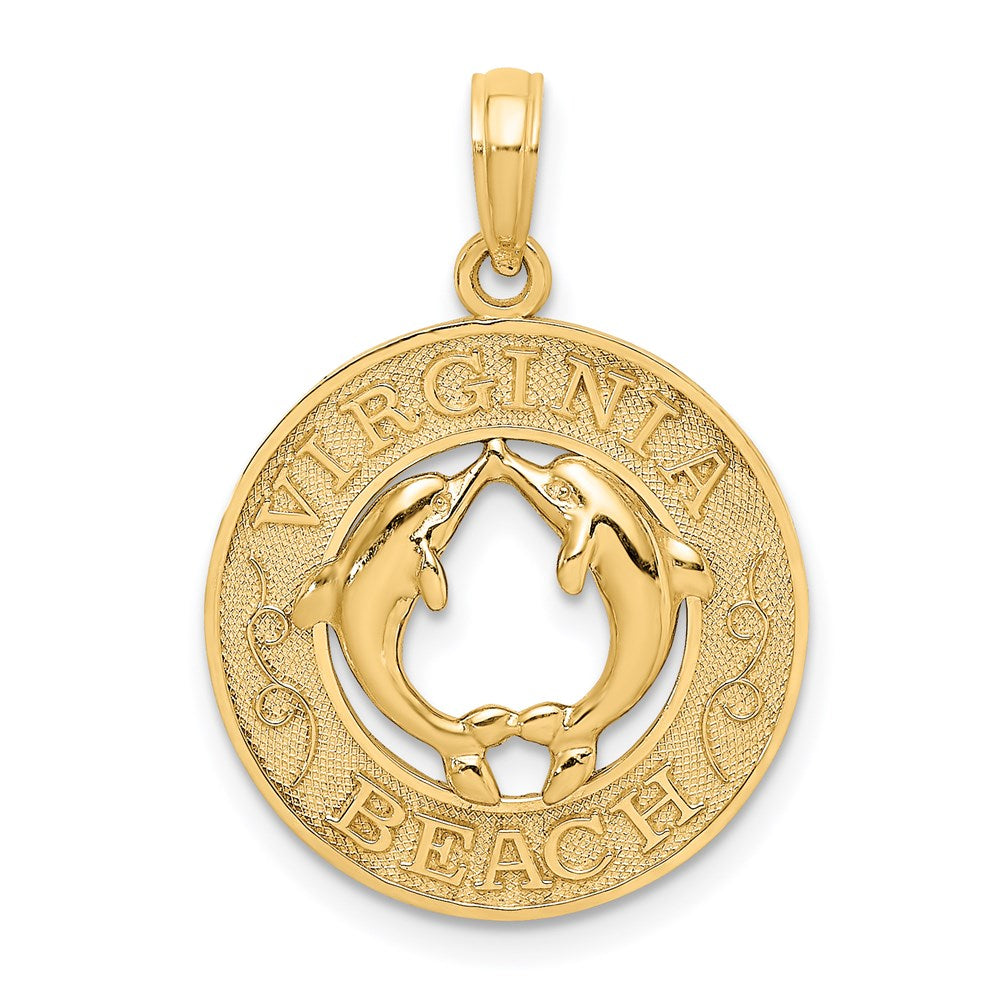 14K Gelbgold Charm VIRGINIA BEACH mit Delfinen