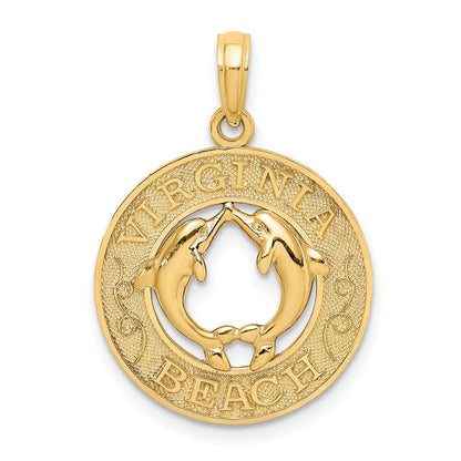 14K Gelbgold Charm VIRGINIA BEACH mit Delfinen