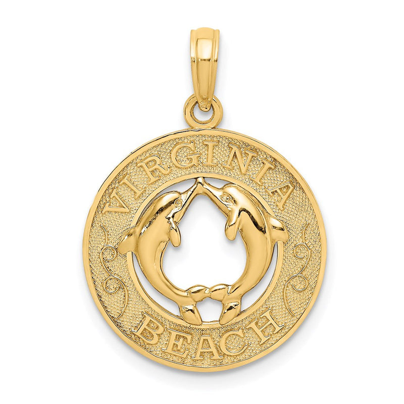 14K Gelbgold Charm VIRGINIA BEACH mit Delfinen