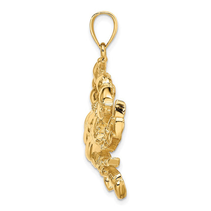 14K Gelbgold Blaue-Krabbe-Charm
