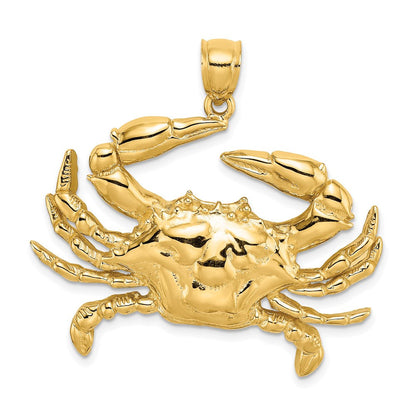 14K Gelbgold Blaue-Krabbe-Charm