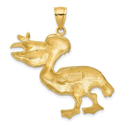 14K Gelbgold Charm Pelikan mit Fisch im Schnabel