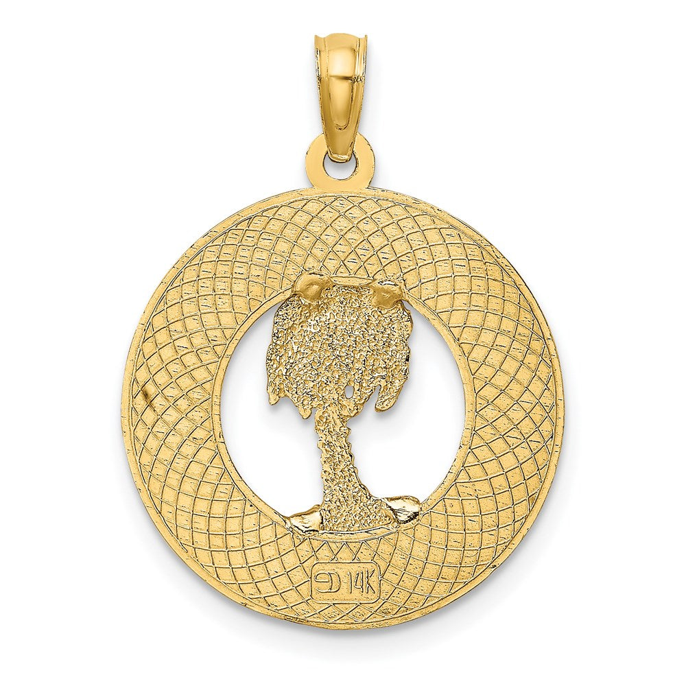 14K Gelbgold MARCO ISLAND Kreis-Charm mit Palme