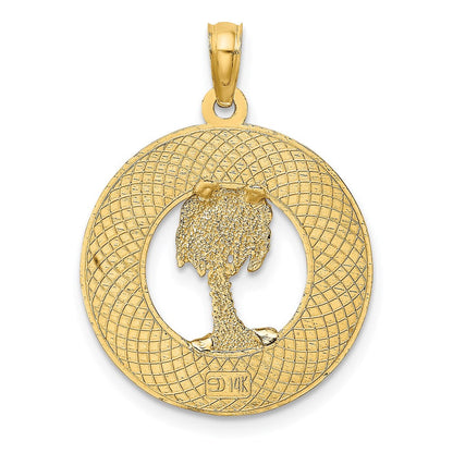 14K Gelbgold MARCO ISLAND Kreis-Charm mit Palme
